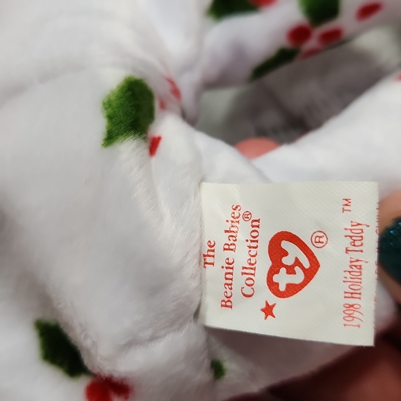 🕸98" Ty Beanie Baby " Holiday Teddy " Bear, With Tags Attached - Picture 7 of 12
